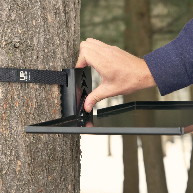 Top Shelf camp table tabletop inserted into bracket