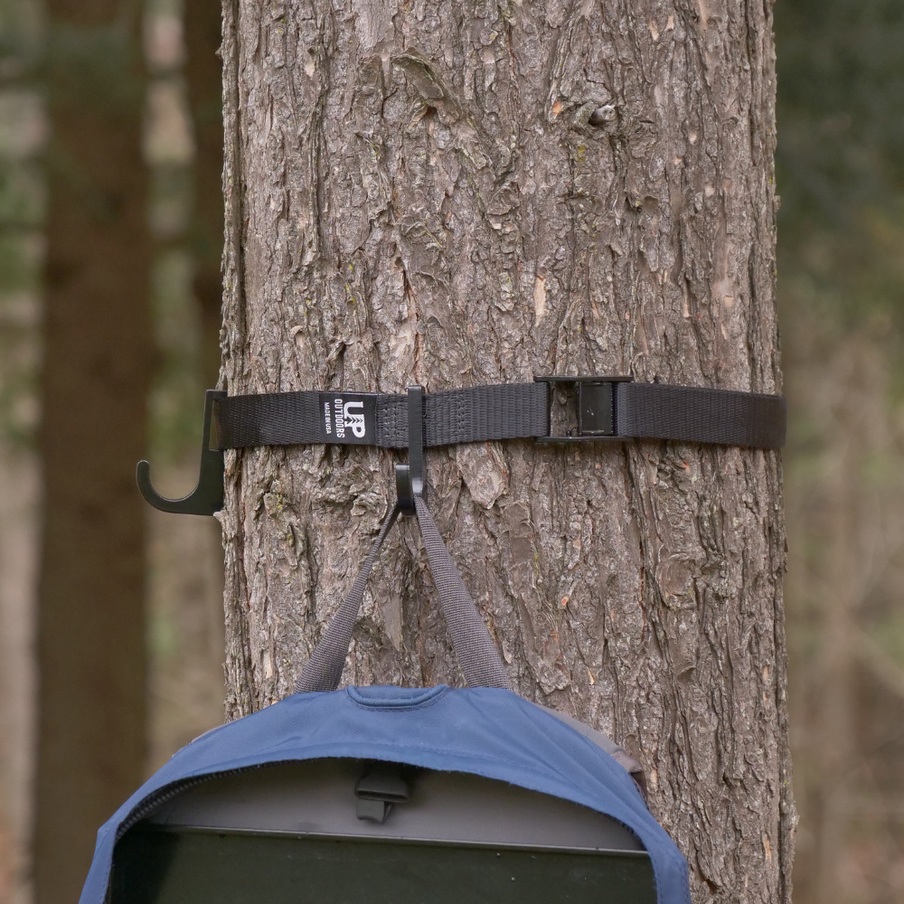 Backpack hanging on a Top Shelf Hook.